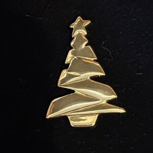 Danecraft Christmas Vintage Tree Brooch Pin Gold Tone Star on Top